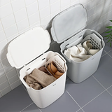 非非猫带盖脏衣篮壁挂式浴室卫生间脏衣服收纳筐洗衣篮子防水脏衣篓挂墙 带盖脏衣篮-灰色