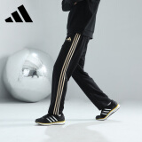 阿迪达斯 （adidas）运动裤男春季宽松透气直筒裤跑步运动防风休闲裤 黑金  XL 