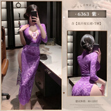 朵立娜qqny性感情趣内衣性感房事战袍母犬sm羞耻刺激大尺度日式辣妹内衣 蕾丝长裙 紫【高开叉长裙+T裤】 均码80-120情趣内衣服方便老公吃纯欲性暗示内衣