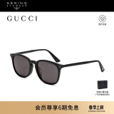 古驰（GUCCI）墨镜男女时尚经典圆框防晒遮阳太阳镜黑色眼镜框礼物GG0154SA-001