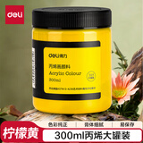 得力（deli）柠檬黄丙烯颜料300ml大容量墙绘手绘DIY画画丙烯画大桶装大瓶美术绘画彩绘学生开学礼物