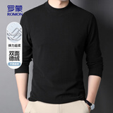 罗蒙（ROMON）半高领德绒秋冬保暖长袖男时尚休闲百搭T恤840黑色185