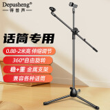 depusheng麦克风话筒支架 唱歌录音直播舞台开会学校培训演讲伸缩三脚架无线电容麦落地金属立式 双咪夹H1