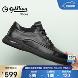 金利来（goldlion）男鞋男士休闲鞋时尚舒适耐磨休闲皮鞋50623011401A-黑色-42码