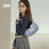 LEE飞织丹宁腋下包2024新款时尚女士包手拎单肩包七夕礼物斜挎新月包 浅牛仔蓝