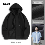 GLM敖瑞鹏代言集团连帽开衫卫衣男冬季加绒款户外保暖潮牌休闲男生大 【连帽黑色】GL纯色 M
