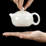 钰铨龙门 大师纯手工冰种茶壶 高端德化白瓷素烧西施壶精密旋转陶瓷泡茶壶 珍藏款西施壶（200ML)