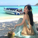 南木熊草编包包女包夏天海边度假风沙滩包单肩包编织包大容量托特包礼物 慵懒风草编包【米白色】
