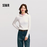 森马毛衣女短款高领正肩紧身套头衫休闲风冬季显瘦打底衫简约气质 奶白10532 L