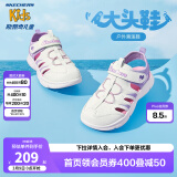 Skechers斯凯奇儿童包头凉鞋男童鞋夏季轻质防滑女大童大头沙滩鞋302969L 女童/白色/薰衣草色/WLV 35