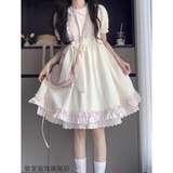紫蒙连衣裙夏季法式2025新款公主蓬蓬裙学生小个子女生衣服夏天短裙子 杏色 均码 (可备注码数)