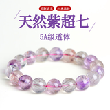 斐绮【招财】天然紫发晶超级七手串紫红超七三轮骨干水晶手链紫钛晶 【5A】8MM（默认手围15CM）
