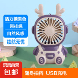 电风扇小风扇手持风扇迷你桌面风扇usb风扇充电网红爆款便携式随身风扇可爱卡通静音 酷酷小鹿-黛紫