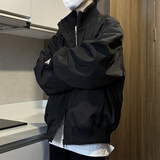 鲁雅尔美式bomber潮牌夹克男士秋季宽松痞帅工装棒球服潮流运动百搭外套 黑色 XL 【建议120-140斤】