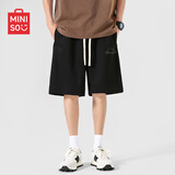 名创优品（MINISO）重磅短裤男夏季户外运动直筒五分裤青少年潮流百搭中裤 黑 3XL