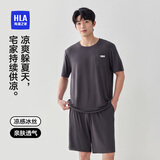 海澜之家睡衣男士圆领套头冰丝凉感舒适可外穿短袖短裤家居服套装