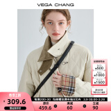 VEGA CHANG飞机扣棉衣女2024冬新款方领拼接菱格棉服外套ins潮 奶油米 XS