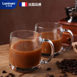 乐美雅（Luminarc）水杯玻璃杯咖啡杯耐热微波炉可用耐高温牛奶杯钢化把杯380ml*2
