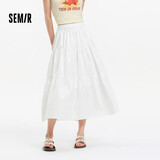 森马（Semir）[商场同款]半身裙女A字优雅百搭2025夏季白色蛋糕裙101325120010