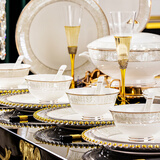 信耀碗碟套装家用2025新款乔迁送礼骨瓷餐具套装高端景德镇陶瓷碗盘碟 岁岁平安套装/高档锦盒装 40件套