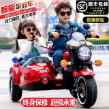 派克奇儿童电动摩托车宝宝三轮车大号双人可坐大人充电玩具双驱童车亲子 烤漆红+12A超威电瓶+软轮+全功能 可坐大人+550大电机