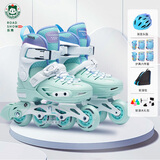 乐秀（ROADSHOW）轮滑鞋儿童溜冰滑冰鞋可调男女童专业轮滑鞋6-12岁初学RX1S滑轮鞋 【锁轮款】绿色R8套装送礼包 M 中码(32-35适合4-7岁)