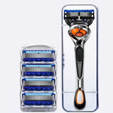 吉利适配德国进口致顺刀头吉利刮胡刀5层刀片剃须刀手动锋隐5层刀架 1刀架+4刀头+1刀盒