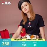 斐乐（FILA）官方女士短袖T恤夏印花运动女装针织短袖套头衫小熊T刺绣上衣 传奇蓝-NV 2XL 180/96A