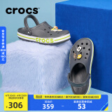 crocs卡骆驰洞洞鞋贝雅卡骆班轻便耐磨一脚蹬休闲鞋|205089 石板灰/青柠绿-0GX 46 /47(300mm)