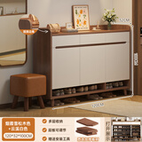 米客米家实木鞋柜家用门口入户柜2025新款大容量分层收纳省空间室内鞋架 【加厚实木生态板】烟霞松木120 组装【自行安装】