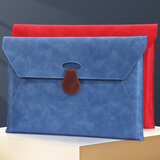 嘉然恒 A4商务文件袋皮质档案袋带扣加厚防水资料收纳袋男女款办公合同票据公文袋便携大容量可定制 蓝色