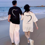 MDlila【两件装】情侣装短袖t恤2026新款一男一女夏装季套装衣服团体服 黑色男款+白色女款 2XL 男/女L