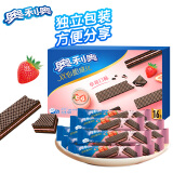 奥利奥（Oreo）双心脆威化饼干 草莓味 192g 办公室休闲零食早餐下午茶16条装