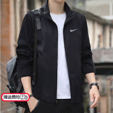 耐克（NIKE） 外套男 夏季新款运动服茄克防风衣休闲保暖防寒夹克男 FB7500-010/黑色/力荐 L
