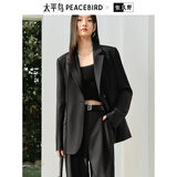 太平鸟女装小西装外套女春装女士小个子西装夹克简约职场 黑色 M