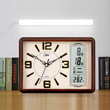 康巴丝座钟客厅挂钟简约台钟创意石英钟时尚万年历时钟现代日历温度床头 3001 日历款