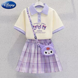 迪士尼（Disney）库洛米裙子女童夏季2025新款儿童POLO连衣裙女孩夏套装裙 三只库洛米-紫色-不配包 均码 粉包包包包拍此项