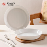 松发瓷器骨瓷碗碟家用轻奢高级感浮雕餐具乔迁碗盘组合 8.3英寸盘2个装