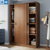 唐辑实木衣柜卧室现代简约家用推拉门储物大衣柜100*50*200cm