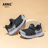 ANNIL男童毛毛虫鞋2026夏季女孩宝宝一脚蹬鞋儿童粉色运动鞋5168黑色34