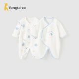童泰婴儿连体衣新生儿衣服四季0-6月初生宝宝哈衣爬服纯棉内衣2件装 小熊蓝 59cm (建议1-3个月身高55-60cm)