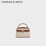 CHARLES&KEITH鳄鱼纹凯莉包手提斜挎婚包包女包生日母亲节礼物CK2-50270880-1 CK2-50270880-2灰褐色/米色 S