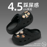 咿靓影手术室防滑洞洞鞋女新款夏季沙滩鞋厚底护士医护专用包头拖鞋 黑色【H700 bb熊】 38-39 【偏小一码】