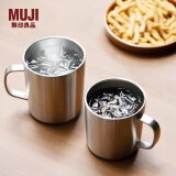 无印良品（MUJI）不锈钢双层马克杯 咖啡杯 办公室水杯杯子保温保冷 银色 380ml