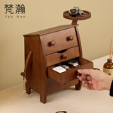 梵瀚实木首饰盒新婚礼物高档可爱多层手饰柜珠宝黄金收纳盒圣诞节礼物 小富贵收纳盒-大号无绒布