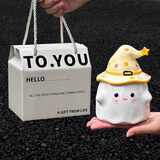 生日礼物女生陶瓷杯男生马克杯带盖创意杯子送闺蜜可爱水杯伴手礼 黄色魔法杯+米白礼盒