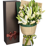 爱幺幺香水百合鲜花速递同城配送生日礼物北京上海西安武汉成都深圳广州 M款 16朵百合花礼盒 平时价格