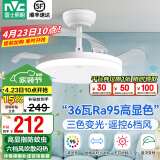 雷士（NVC） 风扇灯LED吊扇灯隐形扇现代简约变频餐厅卧室客厅遥控高显色灯具 荐！清风36瓦36寸丨IP40防蚊虫