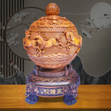 上善好办公室桌面上八骏雄风马摆件客厅酒柜电视柜装饰品八骏图开业礼品 八骏雄风【木纹色】小号可旋转