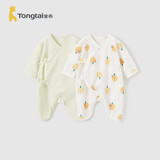 童泰（TONGTAI）婴儿连体衣夏季新生儿衣服宝宝家居内衣蝴蝶衣2件装 绿色59cm